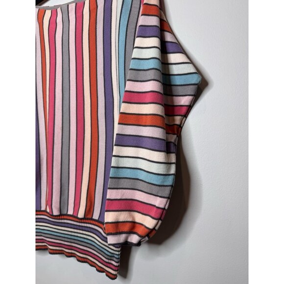 Marc Jacobs Bright Multi Stripe Sweater Boat Neck Cotton Women Medium - Picture 13 of 13